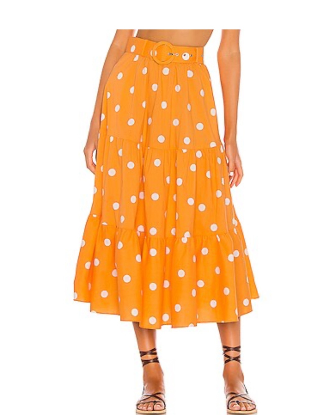 For Love & Lemons Auburn Dot Belted Midi Skirt XS